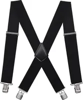 ASKSA Elastické 5 cm široké šle, 4 silné klipy ve tvaru X, černé