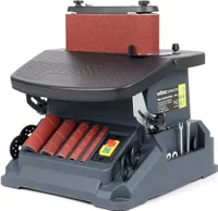 Wiltec oszillierender Spindelschleifer 500 W neigbar bis 45°, Bandschleifer mit 5 Schleifhülsen und 16 mm Oszillationshub, Kantenschleifer mit 2000 U/min zum Bandschleifen und Spindelscheifen