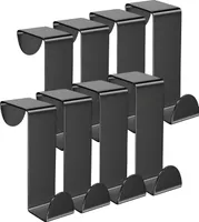 TOJ Living Türgarderobe - Set mit 8 Haken - Türhaken - Kleiderhaken Tür - Türgarderobe schwarz - Türgarderobe zum einhängen - Türhacken Edelstahl - Wasserfest - Matt Schwarz