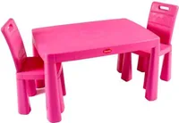 Kindertisch + 2 Plastikstühle - rosa