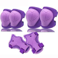 Kinder Protektoren Set Schoner - Inliner Knieschoner Kinder – Schützer Set [6er] für Kinder und Erwachsene - Ideale großflächige Schutzpolster Violett