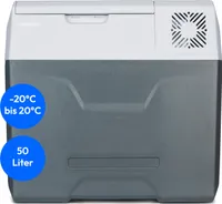 MEDION mobile elektrische Kompressor Kühlbox (50L Kapazität, elektrisch, Mini Kühlschrank & Gefrierbox, USB, 230V 12V 24V KFZ Adapter, für Auto LKW Wohnwagen Camping Boot Garten Festival, MD13112)