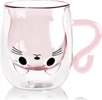 Katze Süße Tassen,Doppelwandige,Glas,mit Henkel Katze Geschenk,Katze Tee Kaffeetasse,Milchtasse,für Cappuccino,Latte Macchiato,Tee, Milch, EIS, Bier, Geburtstag Valentinstag Geschenke