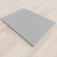 i-flair - SMC Duschwanne 120x90 cm mit anti-rutsch Oberfläche in grauer Steinoptik inkl. Ablaufgarnitur