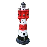 XL LED Solar Leuchtturm 50 cm | Garten Deko Leuchtfeuer Rot Weiß | Gartendeko Beleuchtung Mit Dämmerungssensor | Solarbeleuchtung Gartendekoration