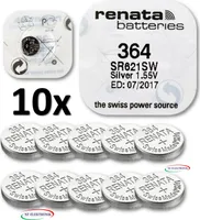 10x Renata Uhrenbatterie Batterie 364 SR621SW 0% Mercury 1,55V 1er Blister Watch