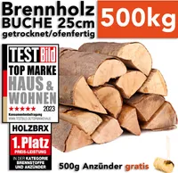 Brennholz Kaminholz Feuerholz Buche 500kg auf Palette / 25cm ofenfertig gesägt gespalten getrocknet (firewood beech / bois de chauffage hêtre) HOLZBRX