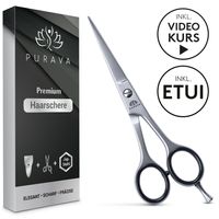 PURAVA® Premium Haarschere - Extra scharfe Friseurschere inkl. edlem Etui - scharf & präzise - Idealer Haarschnitt für Damen und Herren