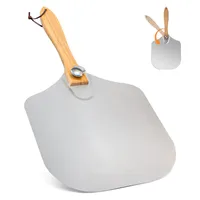MCBOSON Pizzaschieber für Grill oder Ofen , Pizzableche mit klappbarem Holzgriff, Aluminium