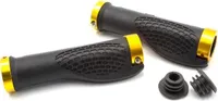 vhbw 2x Lenkergriffe für Fahrrad, Mountainbike - Fahrradgriffe, Ergonomisch Gold Schwarz