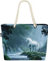VOID Einhorn Magie Wald Pferd Strandtasche Shopper 58x38x16cm 23L XXL Einkaufstasche Tasche Reisetasche Beach Bag