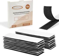 ECENCE 18x Klettband selbstklebend, Streifen Klettverschluss selbstklebend Klebepads für Wände, B