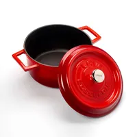 Gastroinox Lava Bräter Gusseisen Topf 24 cm, 4 L, Schmortopf Gusseisen Topf Brot Backen, Bratentopf mit Deckel und Griffen, Orange LV Y TC3 24 YK3 O
