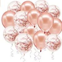 Růžové růžově zlaté héliové konfety, balónky pro dívky Dámské narozeniny Svatba Valentýn Křtiny Dětská sprcha Party dekorace, 50 kusů 30cm