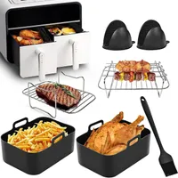 Heißluftfritteuse Zubehör Set,Backform Airfryer Zubehör,Silikonformen,BPA-frei, 7er set, Für Ninja Foodi AF300EU,AF400EU, 7,6L-9,5L 2-Zonen-Fritteusen