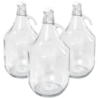 MIKONI 3 STÜCK x Bügelflaschen 5L, Gärballon mit Bügelverschluss, Glasballon Weinballon Fass 5000 ml Weithalsballon Flasche