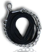 Führkette für Pferde Eisenkette & Nylon Handgriff, Führleine für Pferd, Pony, Hunde Länge 2,10 m, Farbe schwarz