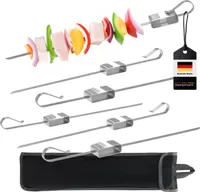 bremermann Grillspieße 6er-Set, integrierter Schieber, Edelstahl, inkl. Tasche