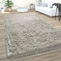 Hochflor Teppich Wohnzimmer Shaggy Pastell Einfarbig Weich Flauschig Grau Grösse 80x150 cm