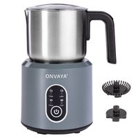 ONVAYA® Elektrický napeňovač mlieka | metalická sivá | automatický napeňovač mlieka | vyrobený z vysoko kvalitnej nehrdzavejúcej ocele | nádoba na mlieko vhodná do umývačky riadu | na napeňovanie a ohrievanie | na horúce a studené mlieko