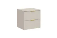 Badezimmermöbel-Set Hängeschrank mit zwei Schubladen und Waschtischplatte "Elegante" in Kaschmirfarbe, 60 cm