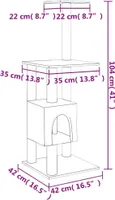 vidaXL Drapak z sizalowymi słupkami do drapania kremowy 104 cm