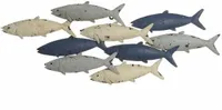 Fischschwarm Wandobjekt Wandbild Wanddekoration Maritim Eisen Außen Dekoration Eisen H 26,5 cm