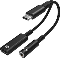 INF USB-C adaptér pro 3,5mm sluchátka a USB-C nabíječku Černá