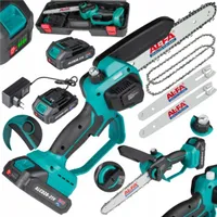 Akku Kettensäge 8 Zoll mit Kettenschmiersystem 2x Akku LI-ION 21V 3.0Ah Bürstenlosen Motor, Mini Elektrische Gartensäge, Einhand Motorsäge, Astsäge