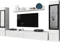 MIRJAN24 Wohnwand Vera II, Stilvoll Wohnzimmer-Set, TV-Schrank, Modern Mediawand (Weiß / Weiß Hochglanz, ohne Beleuchtung)