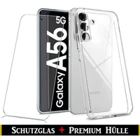 Für Samsung Galaxy A56 5G Silikon Transparent Hülle + Panzerglas Echt Glas Display Schutzglas