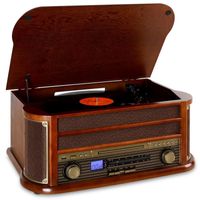 Auna Plattenspieler mit Lautsprecher, Retro Plattenspieler mit Bluetooth und 3 Geschwindigkeiten, Schallplattenspieler im Vintage Design, Vinyl Record Player mit AUX, Plattenspieler für Schallplatten