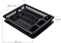 Schramm® Abtropfgestell mit Wanne in verschiedenen Farben ca. 46 x 37 x 8 cm Abtropfgestelle Abtropfständer Abtropfschale Abtropfgitter Geschirrkorb  Abtropfkorb, Farbe:schwarz
