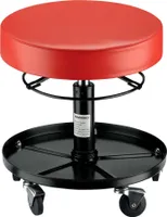 Wiltec Rollhocker höhenverstellbar 40,5-53,5 cm, gepolsterter Hocker mit Rollen bis 150 kg, Werkstatthocker Stahlkonstruktion, stabiler Drehhocker