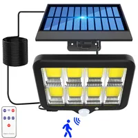 160 led solárních světel s detektorem pohybu 800lm zahradní solární lampy s 5m kabelem a dálkovým ovládáním pro venkovní solární nástěnné světlo zahradní světla, bílá