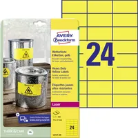 Avery Zweckform L6131-20 Wetterfeste Folien-Etiketten, 70 x 37 mm, 20 Blatt/480 Etiketten, gelb