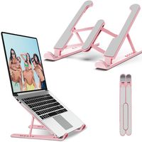 Laptop-Ständer, tragbarer Laptop-Ständer für Schreibtisch, verstellbar, belüftet, Kühlung, Computer-Notebook-Ständer, Riser, kompatibel,Pink