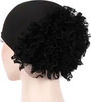 Mode Baumwolle einfarbige Spitze Blume weiche Kopfbedeckung Frauen Kopftuch Cap Hat