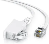 CSL - 2m Telefonkabel TAE-F Stecker auf RJ11 Stecker − Int. Norm 6P4C / 4-polig belegt − Flachkabel - TAE-F - weiß