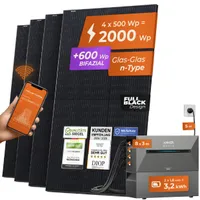 Solarway® All In One Balkonkraftwerk mit Anker Speicher 2000W komplett Steckdose - 3,2 kWh Anker Solix 2 PRO Speicher - ohne Halterung