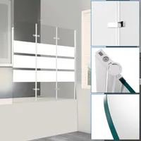 Jopassy Badewannenaufsatz Duschwand Faltwand Badewanne Duschabtrennung aus 6mm NANO 180° ESG Klar Glas Rechts-und Links montierbar 3-teilig faltbar 120*140CM weiß