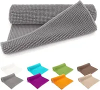Rutschfeste Badematte, 50 x 80 cm, Chenille-Matte, schnell trocknend und saugfähig, maschinenwaschbar, Grau