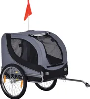 PawHut Hundeanhänger Fahrradanhänger Hundetransporter Hunde Fahrrad Anhänger Grau+Schwarz 130 x 73 x 90 cm