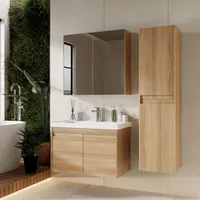 Badmöbel Set City | Waschtisch mit Unterschrank 60 cm Spiegel | Badezimmermöbel
