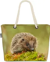 VOID Igel Moos Wald Tier Strandtasche Shopper 58x38x16cm 23L XXL Einkaufstasche Tasche Reisetasche Beach Bag
