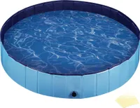 Fudajo Hundepool 160 x 30 cm rutschfestes Hundeplanschbecken, Hundeschwimmbad faltbar aus PVC, Hundebadewanne mit verstärkten Kanten, tragbarer Pool für Hunde