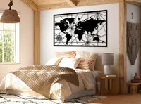 Outentin Moderne Wanddeko wohnzimmer holz-aesthetic Wall decoration -3d Wanbild - Wandskulpturen - Große Wand Dekoration in Schwarz - 50 x 86 cm (Karte)