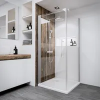 Schulte Duschkabine Bremen Drehtür mit Seitenwand, 5 mm ESG Sicherheitsglas Klar hell, Profilfarbe: Alu Natur, Größe 90 x 90 cm