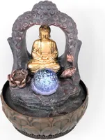 Zimmerbrunnen mit LED-Beleuchtung, Dekobrunnen “Buddha mit Lotusblüte” für die Wohnung