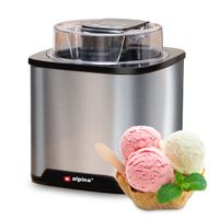 alpina Ice Cream Maker - Eiscreme, gefrorener Joghurt, Sorbet, etc - 2 L - Automatische Abschaltung - Edelstahl - Silber